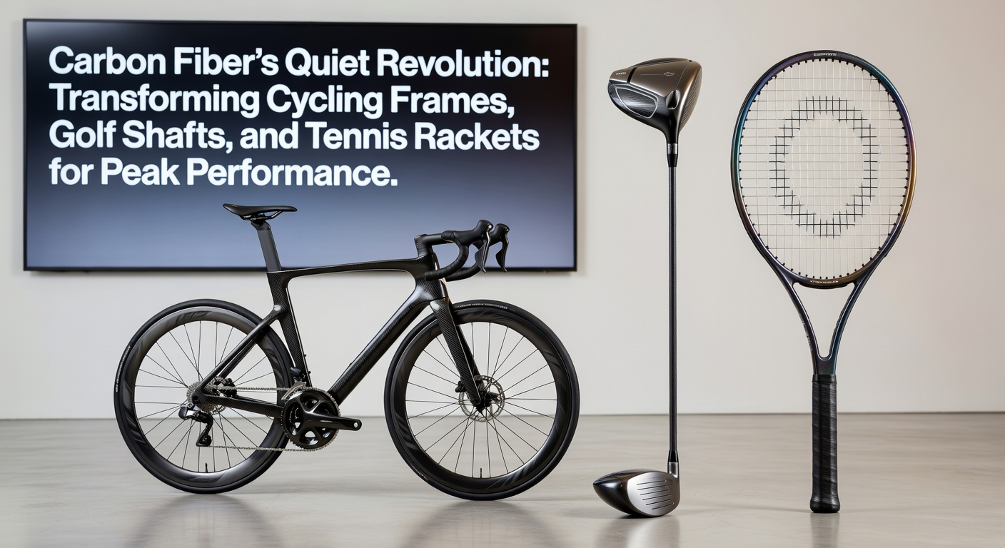 A sleek carbon fiber road bike frame gleaming under stadium lights, showcasing its lightweight lattice structure and aerodynamic curves