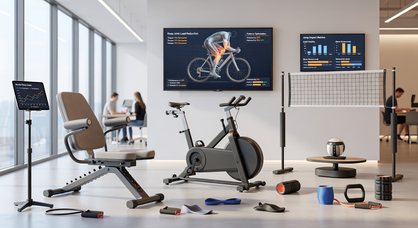 Athletes using redesigned ergonomic gear for swimming cycling and volleyball training