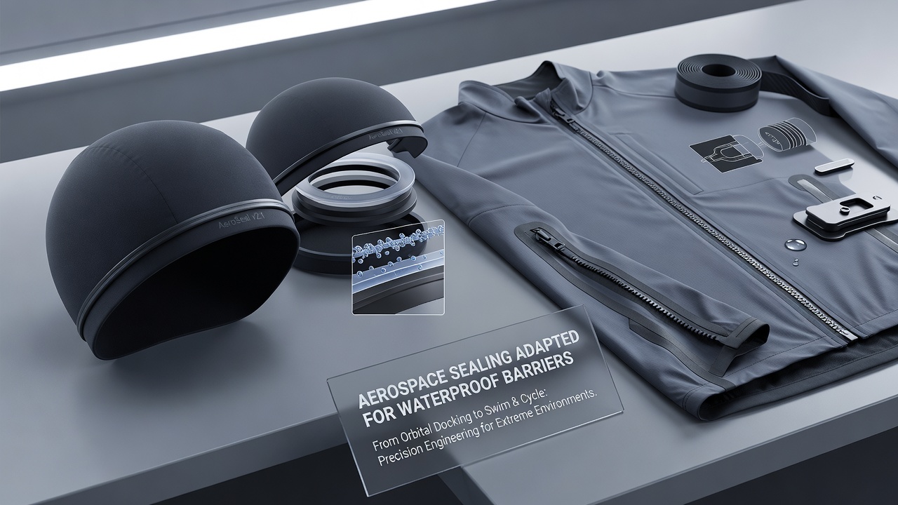 Waterproof seam construction details in cycling jackets and football cleats using aerospace sealing adaptations