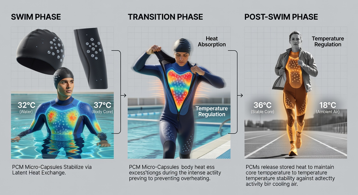 Close-up of phase-change material fibers in athletic apparel