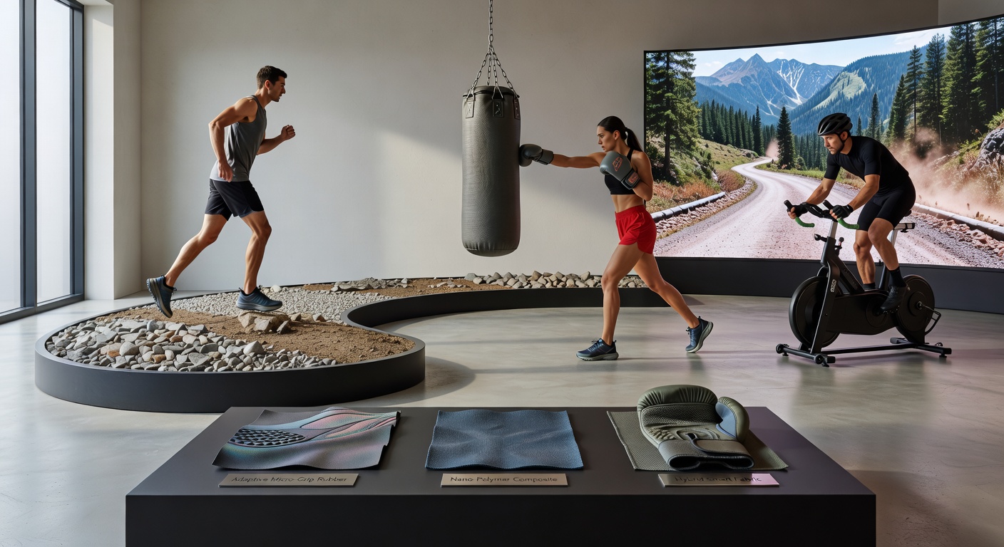 Close-up view of advanced grip materials on training equipment used by runners, boxers, and cyclists in mixed-terrain environments