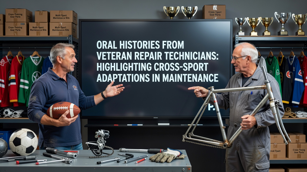 Technician adapting maintenance tools between different types of athletic equipment